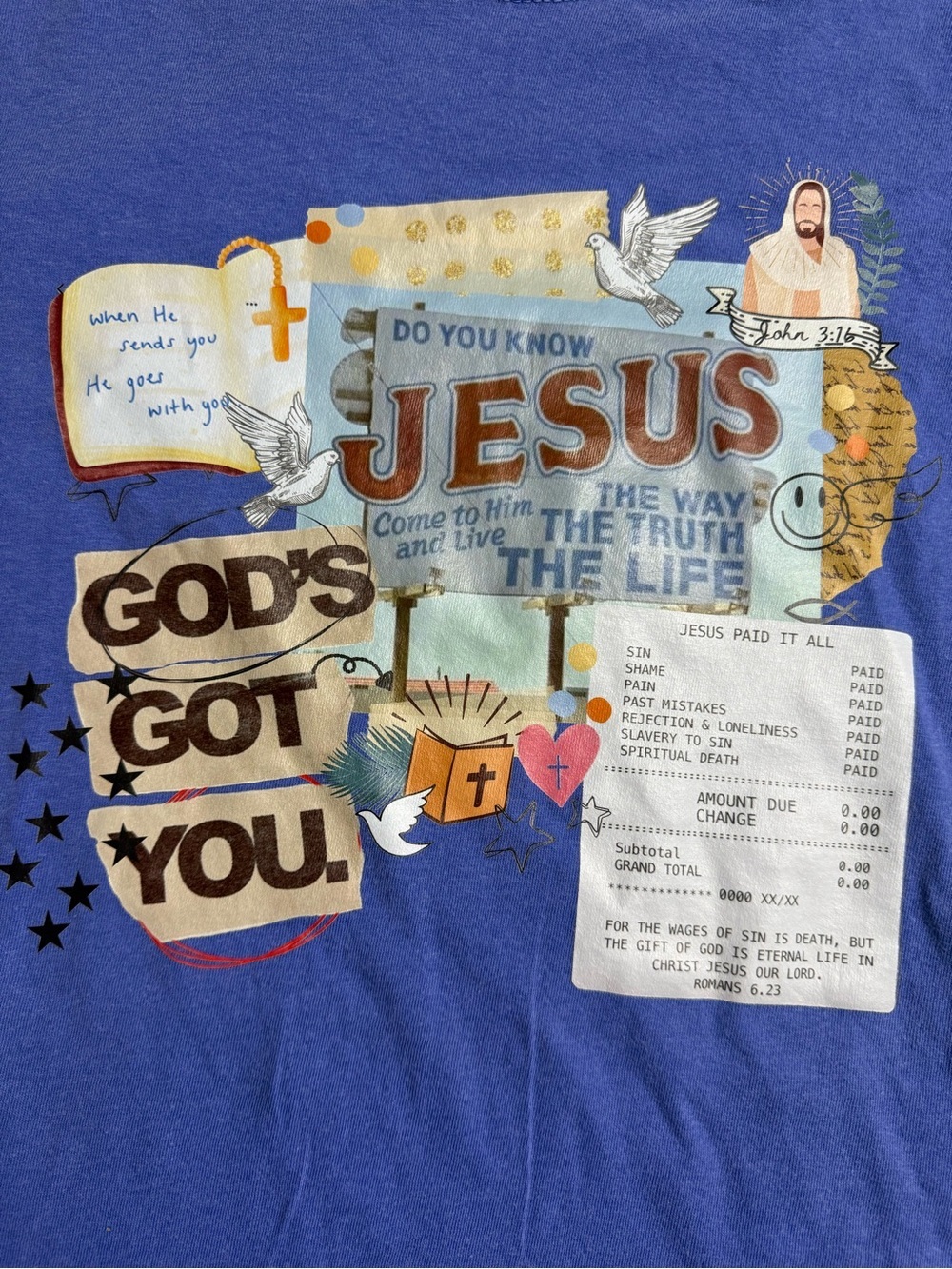 Comfort Colors Blue Christian Graphic Tee - "God's Got You" - Picture 4 of 6